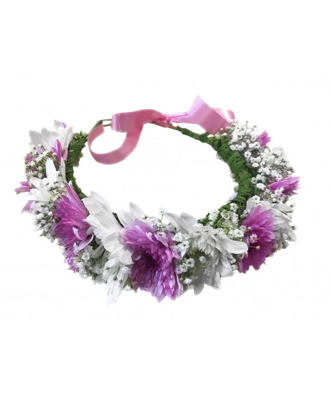 Crown on Head from Pink And White Flowers