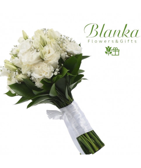 White wedding bouquet eustome