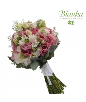 Wedding Bouquet Pink and White Lisianthus