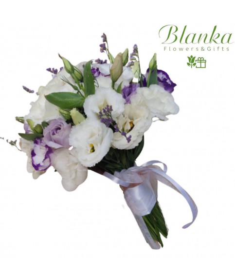 Wedding bouquet purple with white eustome
